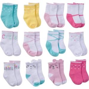 imageOnesies Brand Unisex Baby 12Pair Bootie SocksCat Crew Socks