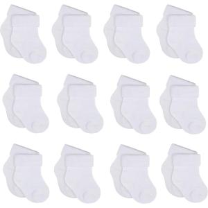 imageOnesies Brand Unisex Baby 12Pair Bootie SocksWhite Cuffed Bootie