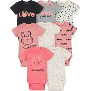 imageOnesies Brand babygirls 8pack Short Sleeve Mix ampamp Match BodysuitsCuddles  Love Bunny