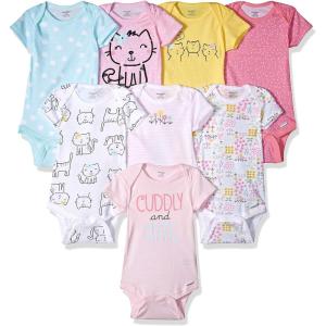 imageOnesies Brand babygirls 8pack Short Sleeve Mix ampamp Match BodysuitsCuddly Cats  Flowers