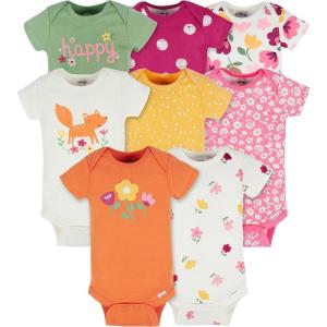 imageOnesies Brand babygirls 8pack Short Sleeve Mix ampamp Match BodysuitsFox