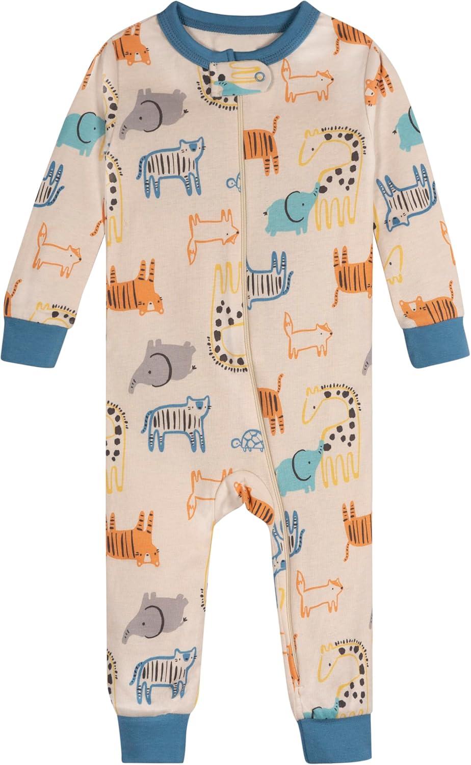 imageOnesies Brand Baby Boys 3Pack Snug Fit OnePiece Cotton PajamasSafari
