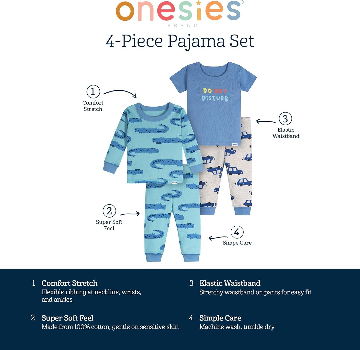 imageOnesies Brand Baby Boys Snug Fit 4Piece Pajama SetCars