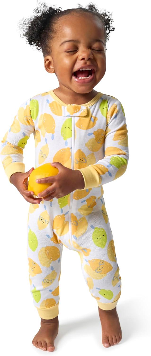 imageOnesies Brand Baby Girls 3Pack Snug Fit OnePiece Cotton PajamasLemons