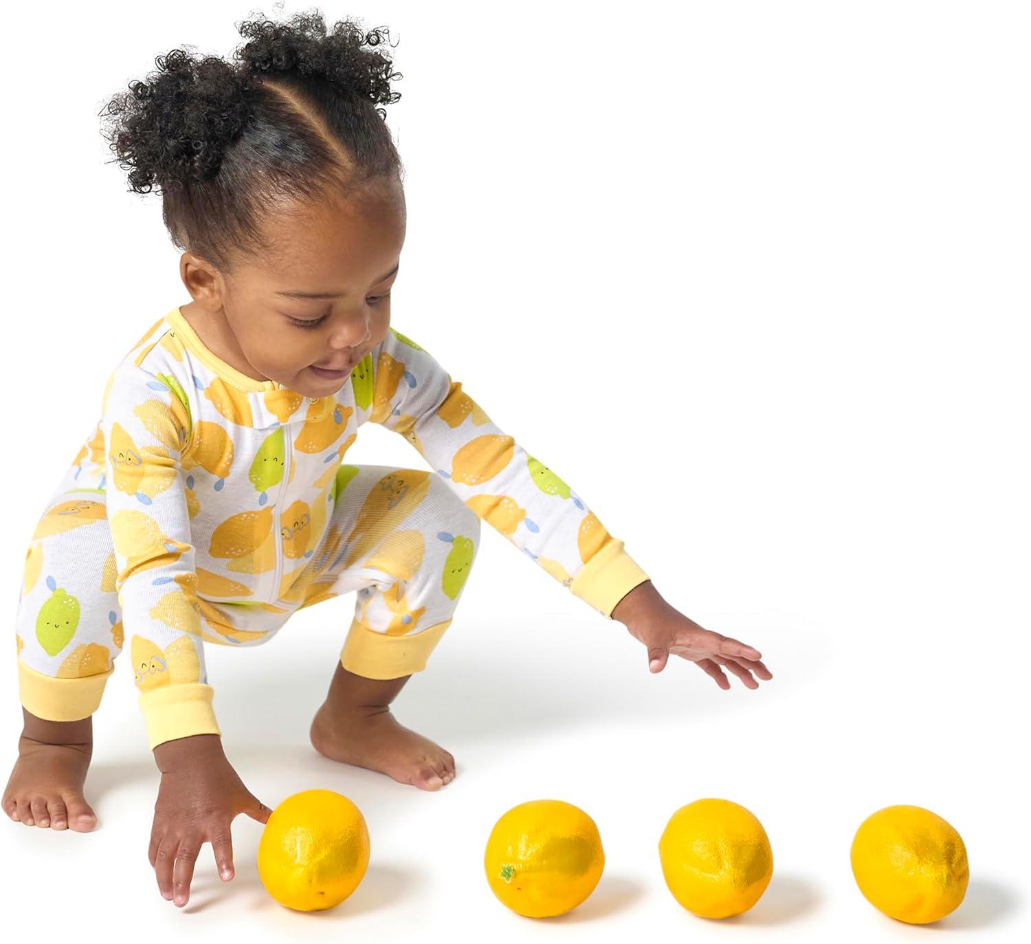 imageOnesies Brand Baby Girls 3Pack Snug Fit OnePiece Cotton PajamasLemons