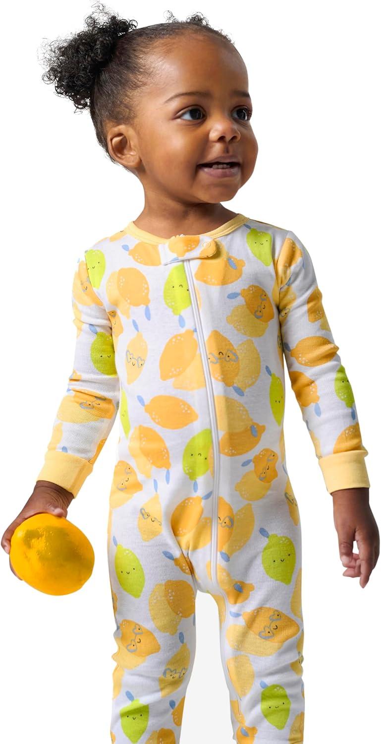 imageOnesies Brand Baby Girls 3Pack Snug Fit OnePiece Cotton PajamasLemons