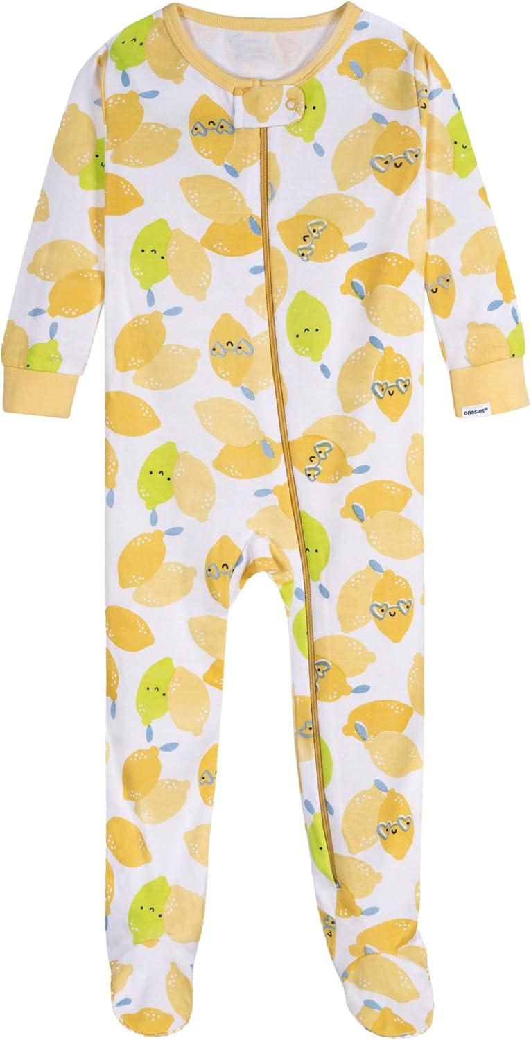 imageOnesies Brand Baby Girls 4Pack Footed PajamasLemons