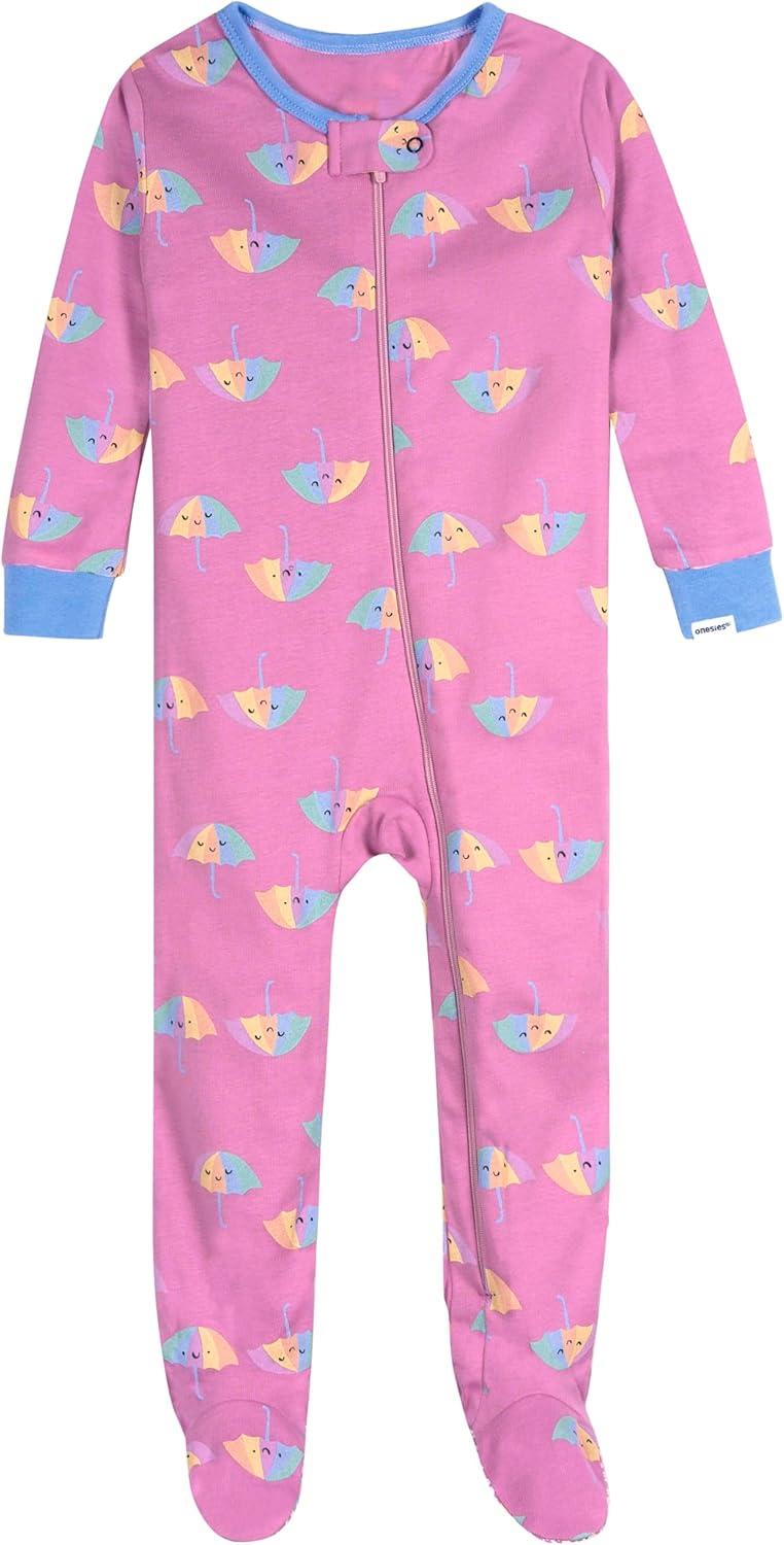 imageOnesies Brand Baby Girls 4Pack Footed PajamasRainy Day