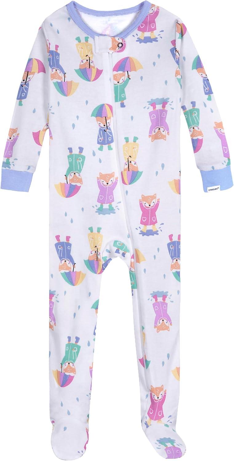 imageOnesies Brand Baby Girls 4Pack Footed PajamasRainy Day