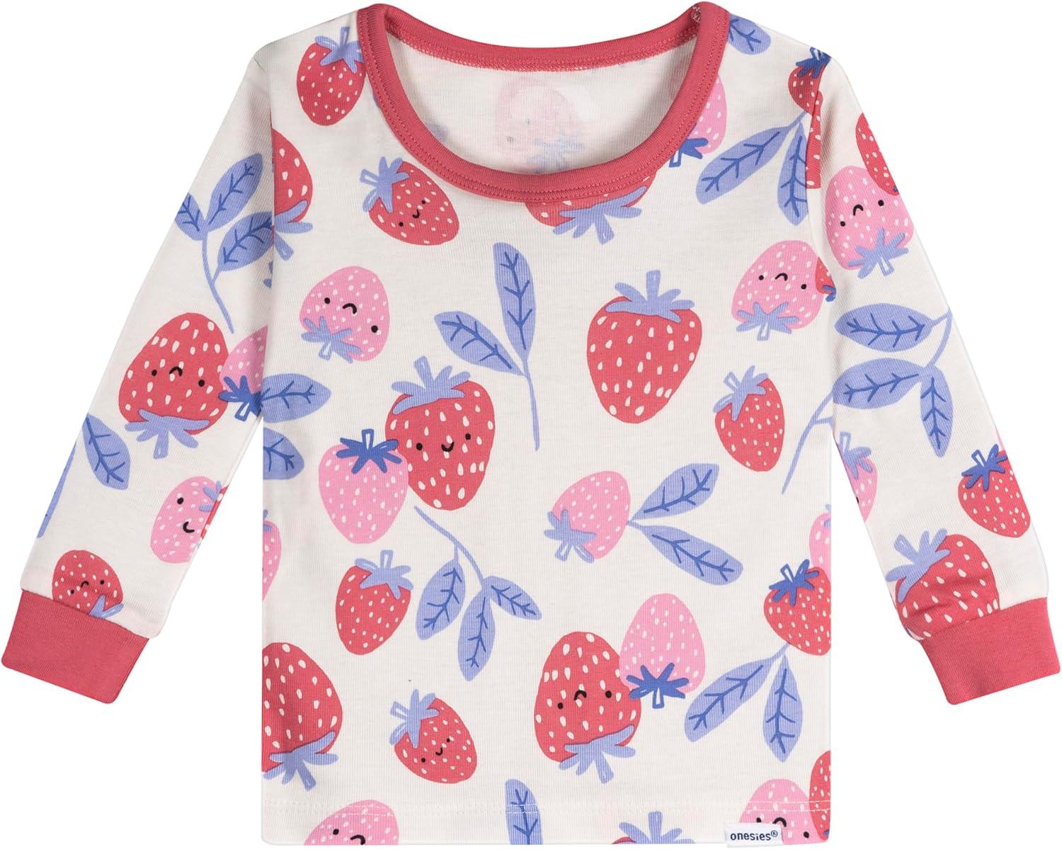 imageOnesies Brand Baby Girls Snug Fit 4Piece Pajama SetBerries