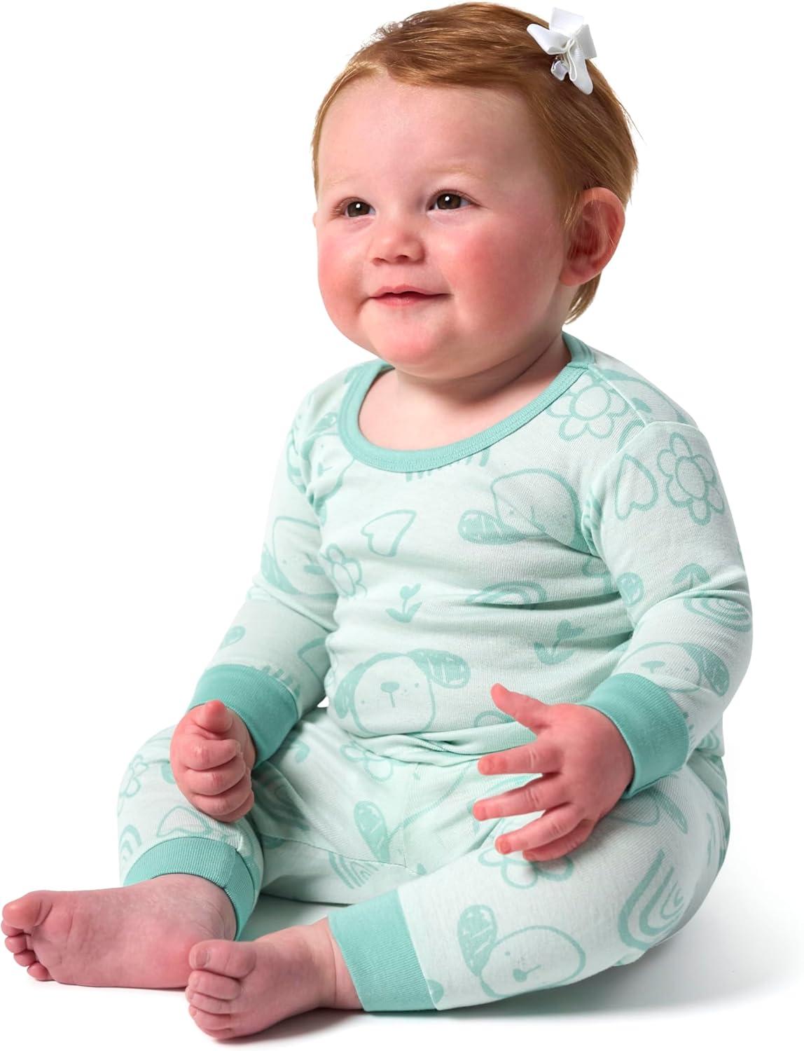 imageOnesies Brand Baby Girls Snug Fit 4Piece Pajama SetFlowers