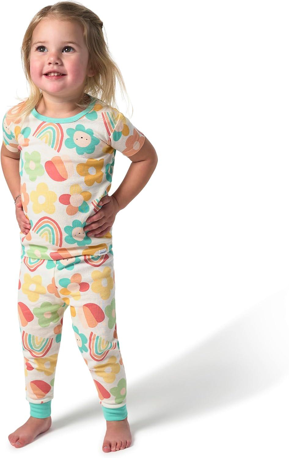 imageOnesies Brand Baby Girls Snug Fit 4Piece Pajama SetFlowers