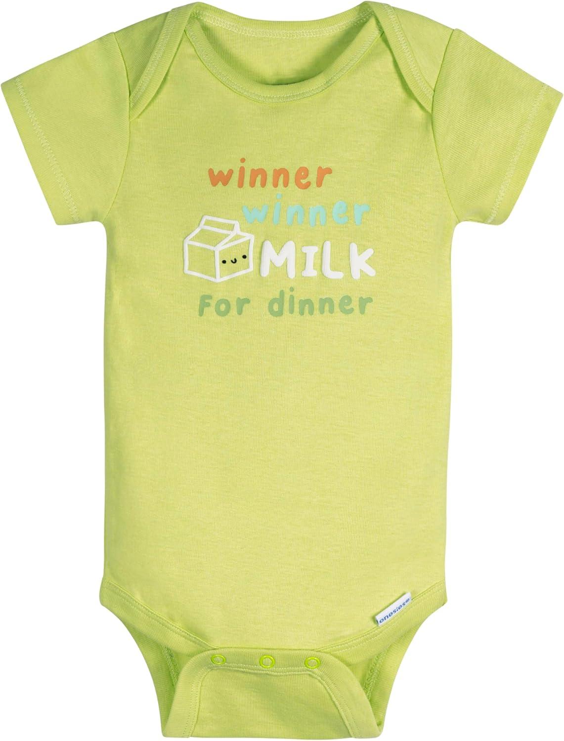imageOnesies Brand Unisex Baby 3 Outfit Bundle Mix Match Newborn to 12m Pants SetMilk Dinner
