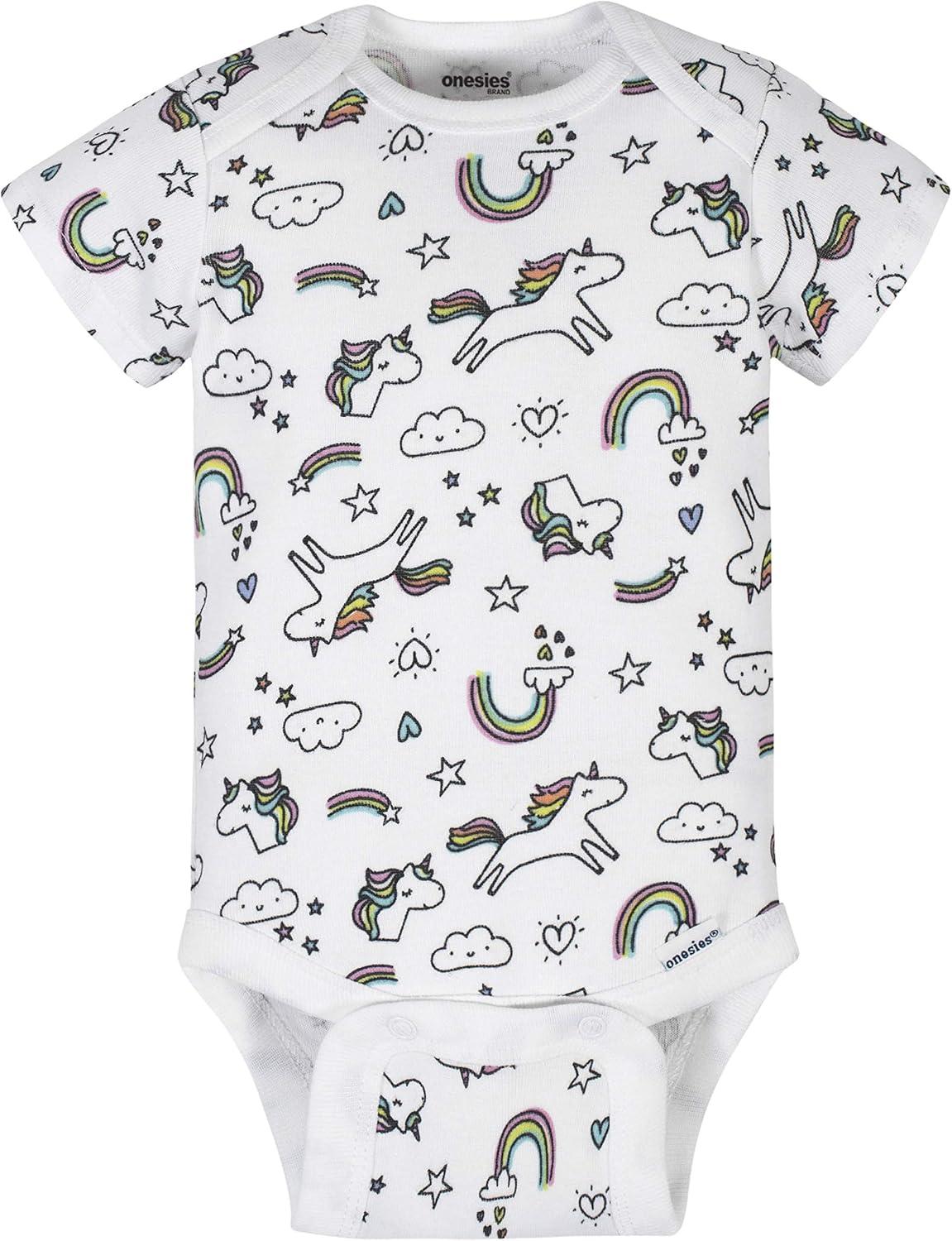 imageOnesies Brand Unisex Baby 3 Outfit Bundle Mix Match Newborn to 12m Pants SetPink Unicorn Rainbow