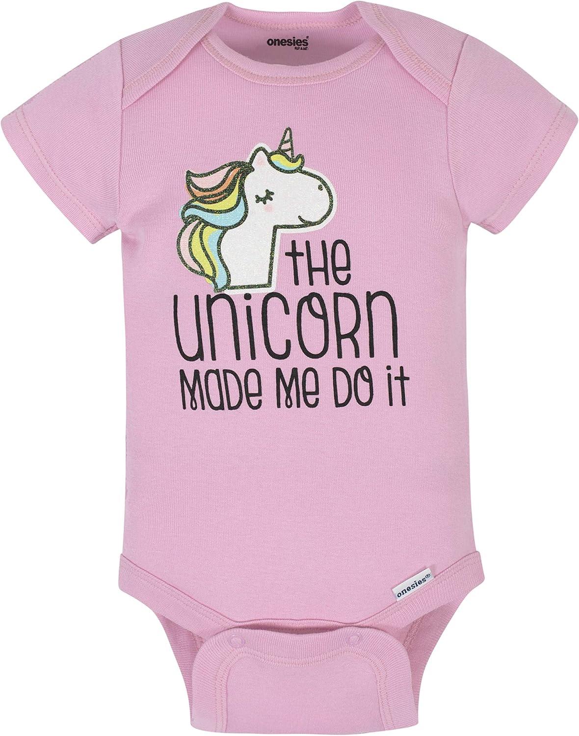 imageOnesies Brand Unisex Baby 3 Outfit Bundle Mix Match Newborn to 12m Pants SetPink Unicorn Rainbow