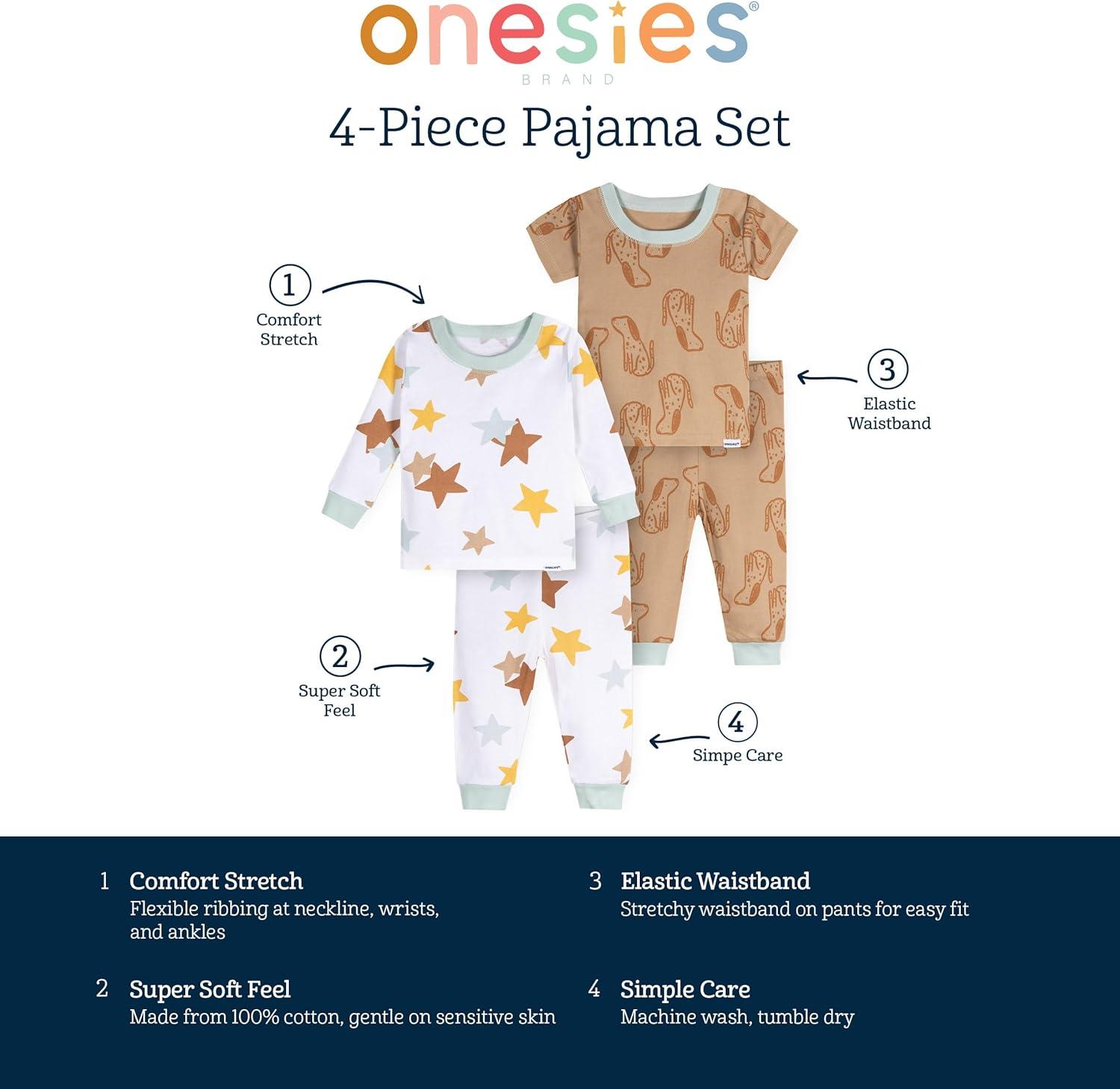 imageOnesies Brand Unisex Baby Snug Fit 4Piece Pajama SetDogs