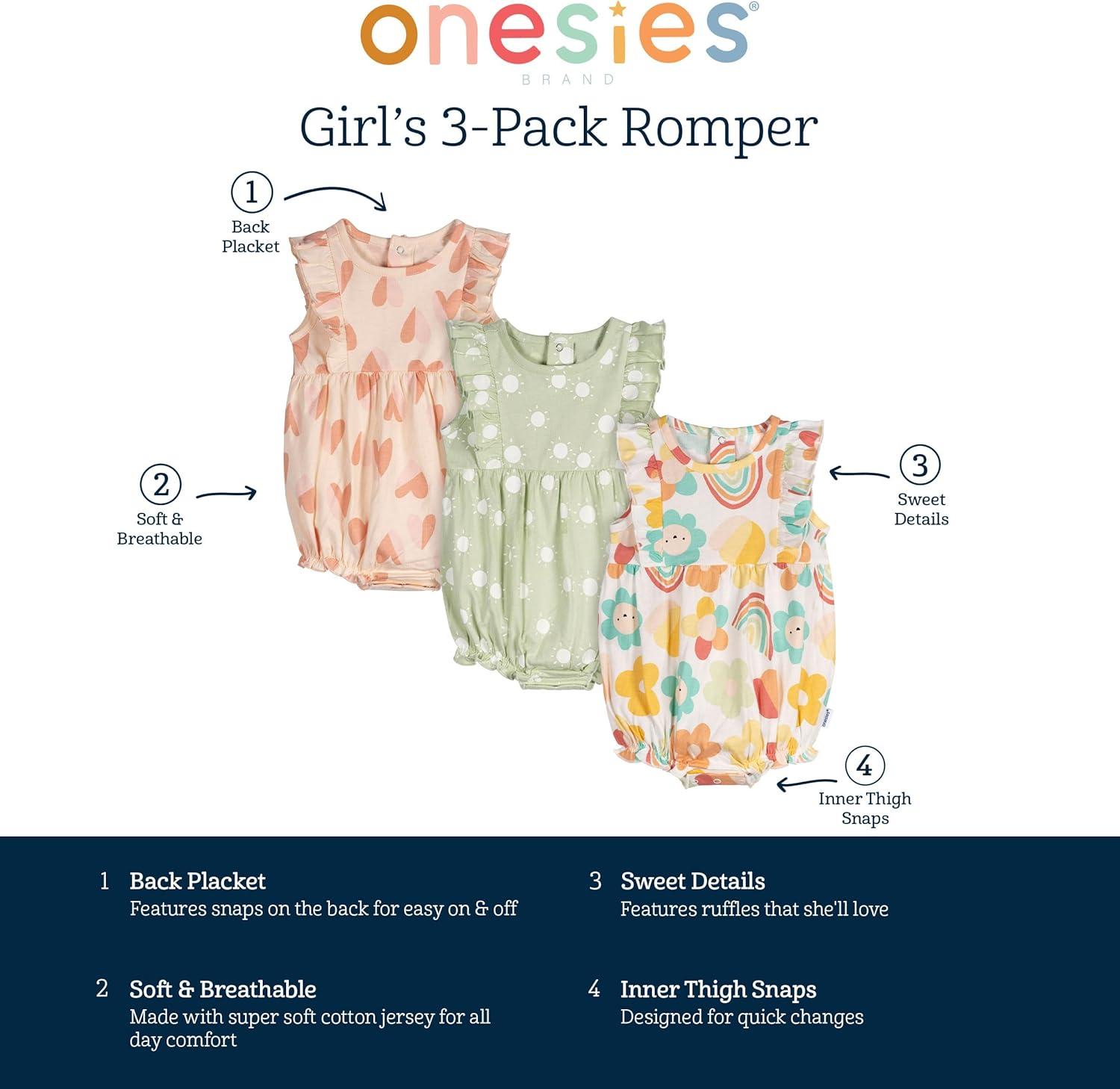 imageOnesies Brand babygirls 3pack RomperGarden