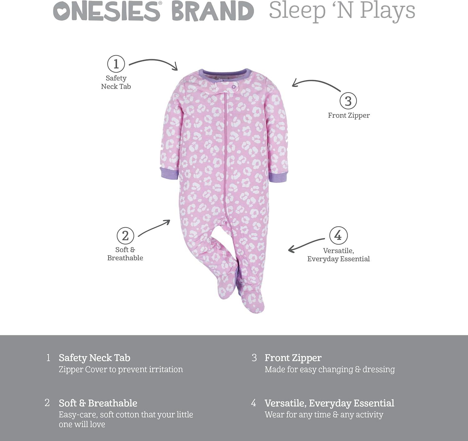 imageOnesies Brand babygirls 4pack Sleep N Play Footies Multi PackRainbows