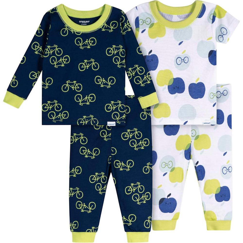 imageOnesies Brand Baby Boys Snug Fit 4Piece Pajama SetApples