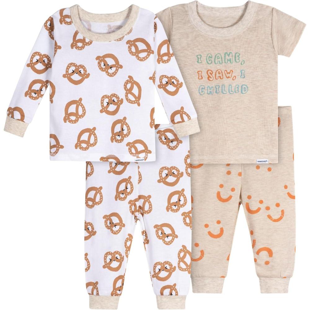 imageOnesies Brand Unisex Baby Snug Fit 4Piece Pajama SetPretzels