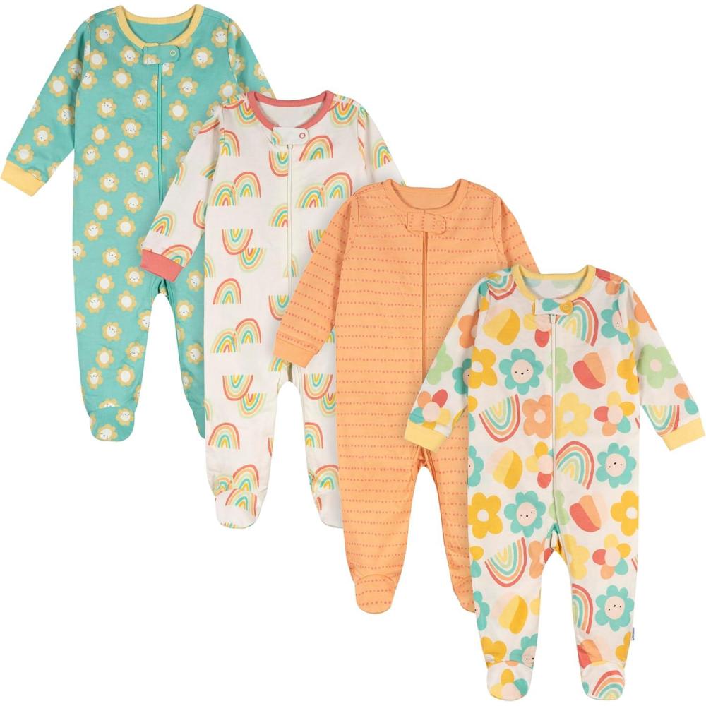 imageOnesies Brand babygirls 4pack Sleep N Play Footies Multi PackFlower Power