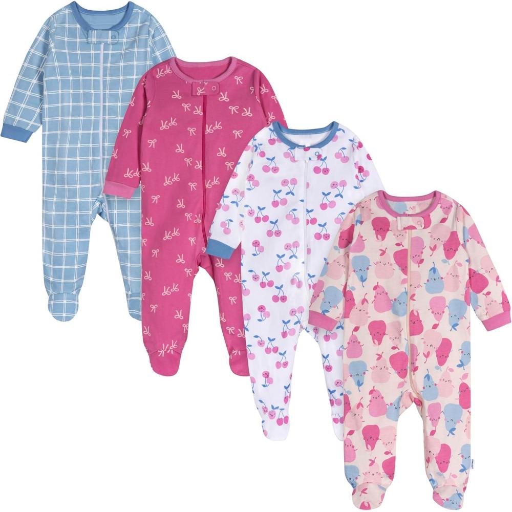 imageOnesies Brand babygirls 4pack Sleep N Play Footies Multi PackPeary Sweet