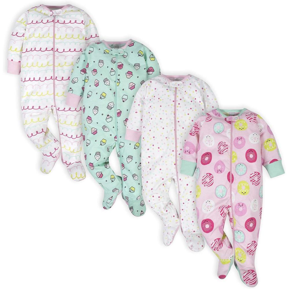 imageOnesies Brand babygirls 4pack Sleep N Play Footies Multi PackPink Sweet Treats