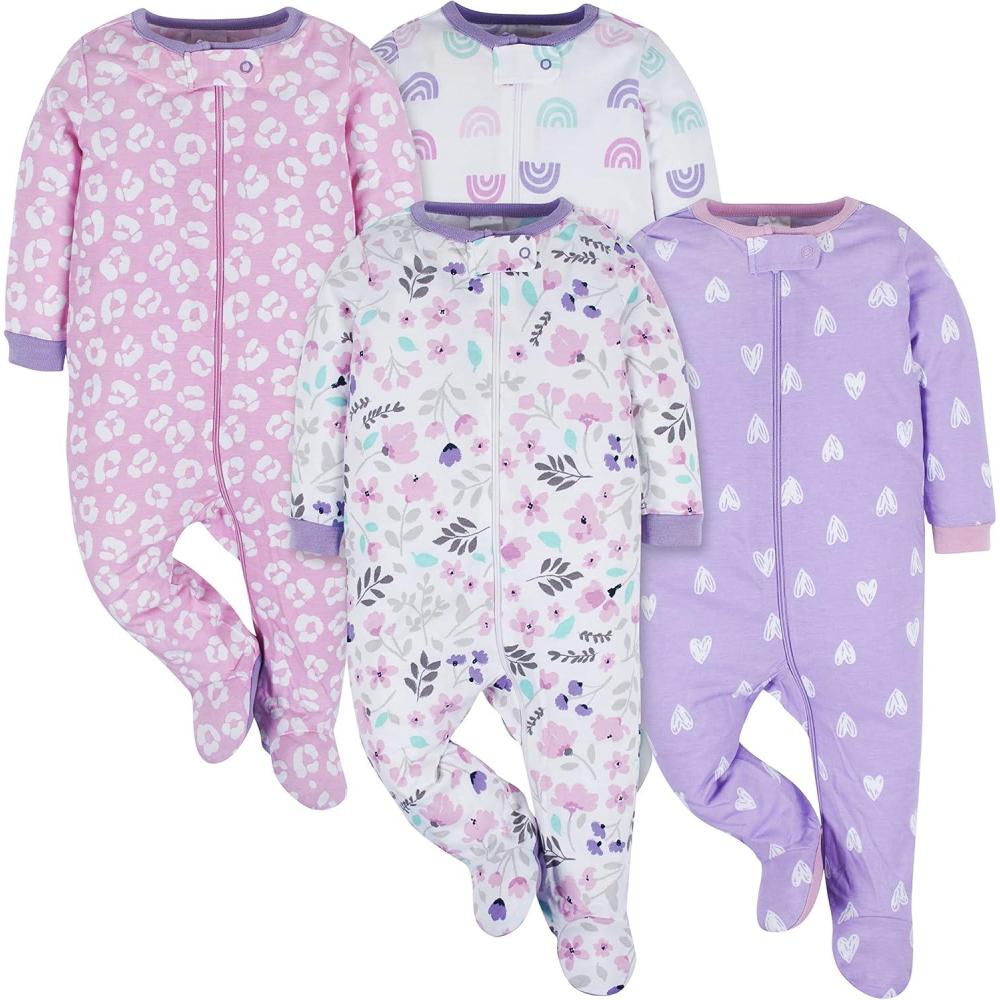 imageOnesies Brand babygirls 4pack Sleep N Play Footies Multi PackRainbows