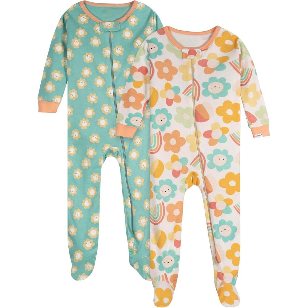 imageOnesies babygirls Brand 2pack Footed PajamasSunny Day