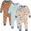 imageOnesies Brand Baby Boys 3Pack Snug Fit OnePiece Cotton PajamasSafari