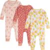 imageOnesies Brand Baby Girls 3Pack Snug Fit OnePiece Cotton PajamasLemons