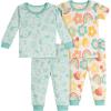 imageOnesies Brand Baby Girls Snug Fit 4Piece Pajama SetFlowers