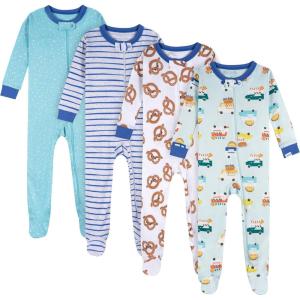 imageOnesies Brand Baby Boys 4pack Footed PajamasSnack Truck
