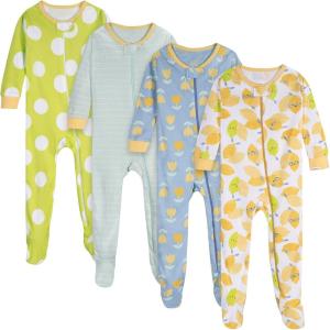 imageOnesies Brand Baby Girls 4Pack Footed PajamasLemons