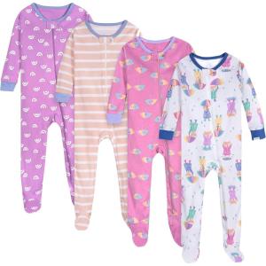 imageOnesies Brand Baby Girls 4Pack Footed PajamasRainy Day