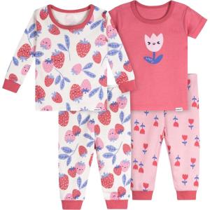 imageOnesies Brand Baby Girls Snug Fit 4Piece Pajama SetBerries