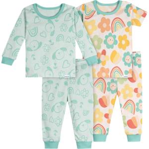 imageOnesies Brand Baby Girls Snug Fit 4Piece Pajama SetFlowers