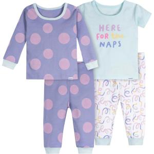imageOnesies Brand Baby Girls Snug Fit 4Piece Pajama SetNaps