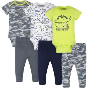 imageOnesies Brand Unisex Baby 3 Outfit Bundle Mix Match Newborn to 12m Pants SetGrey Green Camo Dino