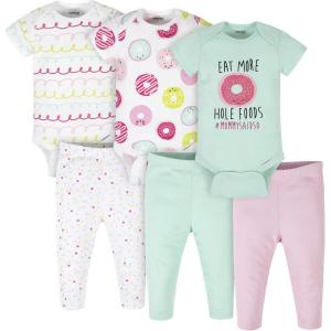 imageOnesies Brand Unisex Baby 3 Outfit Bundle Mix Match Newborn to 12m Pants SetPink Green Donut