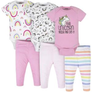 imageOnesies Brand Unisex Baby 3 Outfit Bundle Mix Match Newborn to 12m Pants SetPink Unicorn Rainbow