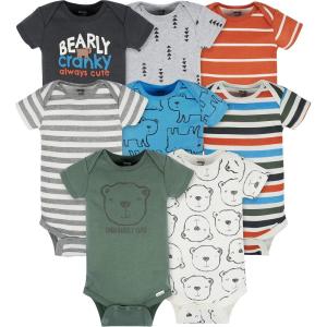 imageOnesies Brand babyboys 8pack Short Sleeve Mix ampamp Match BodysuitsBear