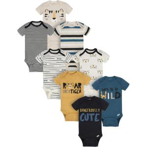 imageOnesies Brand babyboys 8pack Short Sleeve Mix ampamp Match BodysuitsDangerously Cute Tiger