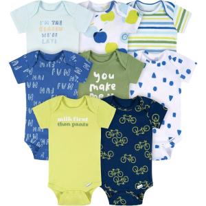 imageOnesies Brand babyboys 8pack Short Sleeve Mix ampamp Match BodysuitsFun First