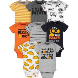 imageOnesies Brand babyboys 8pack Short Sleeve Mix ampamp Match BodysuitsGrey Hungry