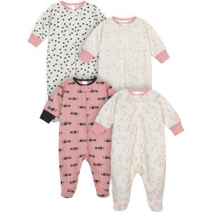 imageOnesies Brand babygirls 4pack Sleep N Play Footies Multi PackBunny Pink