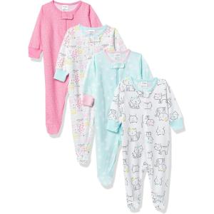 imageOnesies Brand babygirls 4pack Sleep N Play Footies Multi PackCats