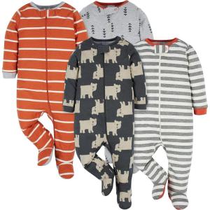 imageOnesies Brand Baby Boys 4Pack Sleep N Play FootiesBear