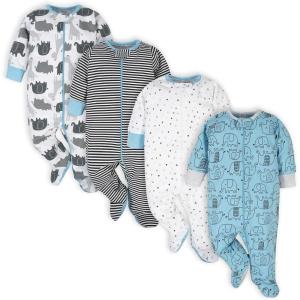 imageOnesies Brand Baby Boys 4Pack Sleep N Play FootiesBlue Elephant