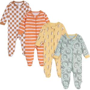 imageOnesies Brand Baby Boys 4Pack Sleep N Play FootiesSmiles